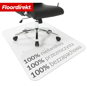 Mata ochronna na podłogę | Secura | Przezroczysta 80 × 118 cm | 5 mm nietłukąca mata PVC pod krzesło biurowe do parkietu, paneli & dywanu