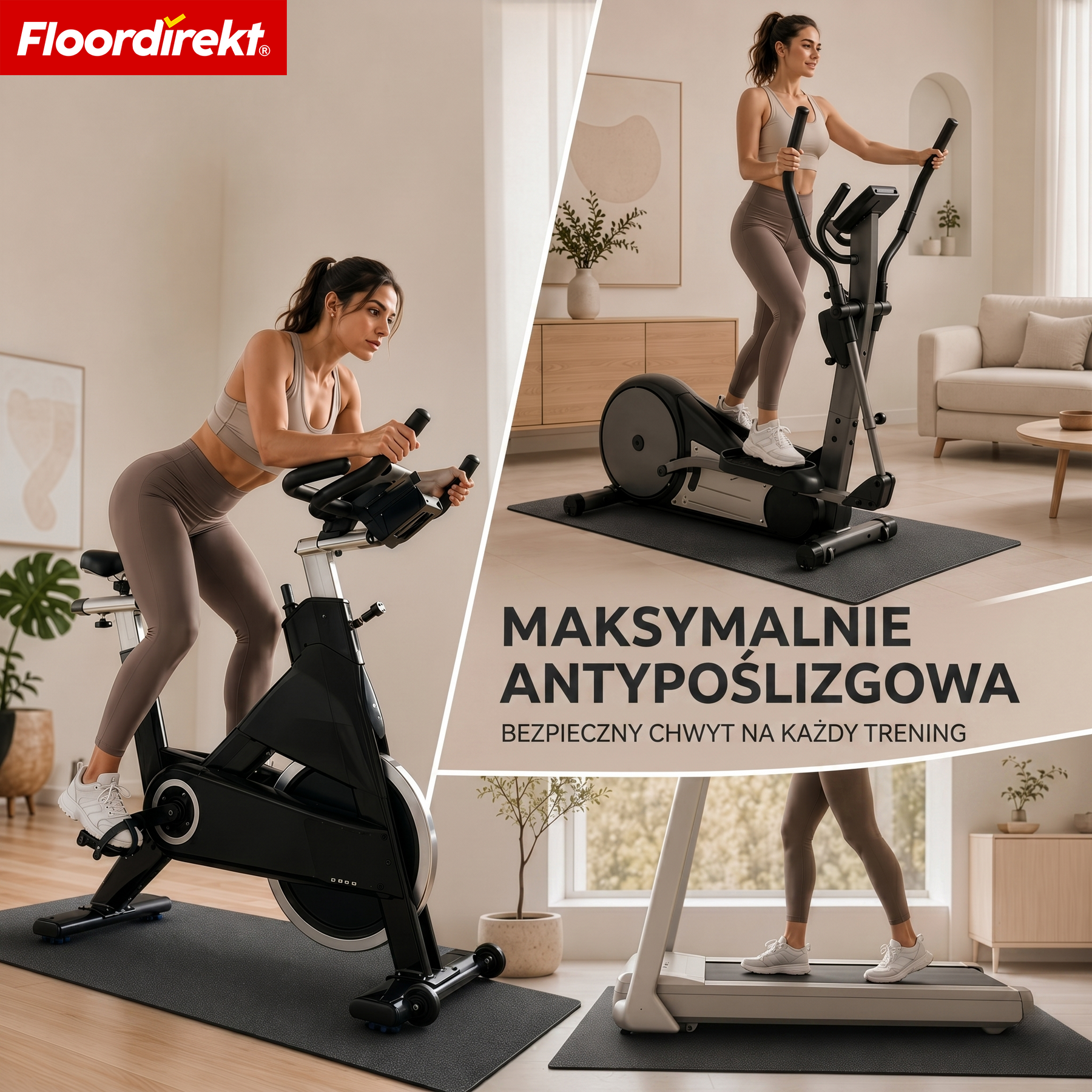 Mata ochronna podłogowa | Sparta | Antypoślizgowa mata pod sprzęt fitness do bieżni i orbitreka