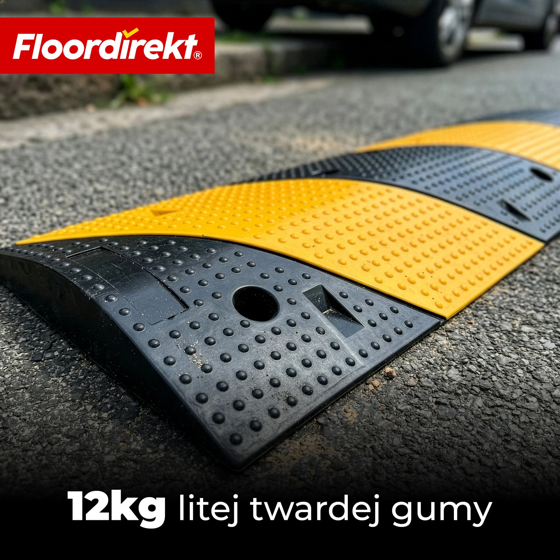 Próg zwalniający Pico | gumowy próg drogowy do 30 t | próg spowalniający żółto-czarny 100 x 30 cm