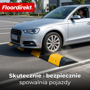 Próg zwalniający Pico | gumowy próg drogowy do 30 t | próg spowalniający żółto-czarny 100 x 30 cm