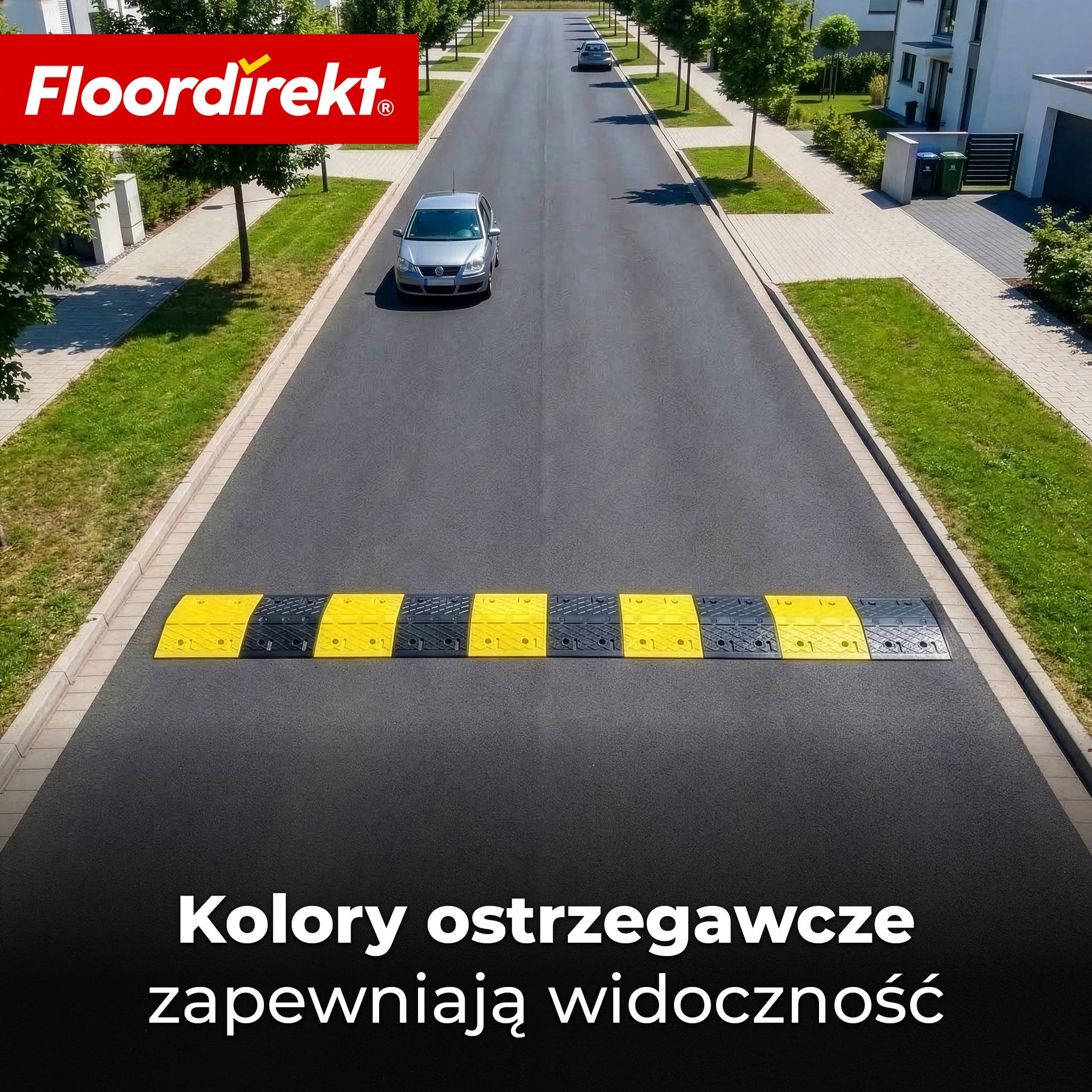 Próg zwalniający Vento | 2-częściowy z gumy | próg drogowy do 30 t | próg spowalniający żółto-czarny