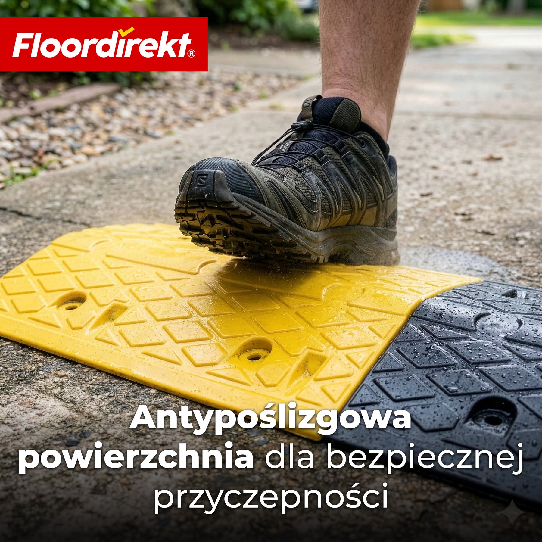 Próg zwalniający Vento | 2-częściowy z gumy | próg drogowy do 30 t | próg spowalniający żółto-czarny