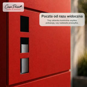 Skrzynka pocztowa | Adrien | Zamykana skrzynka na listy z gazetnikiem | Odporna na warunki atmosferyczne | Czerwona