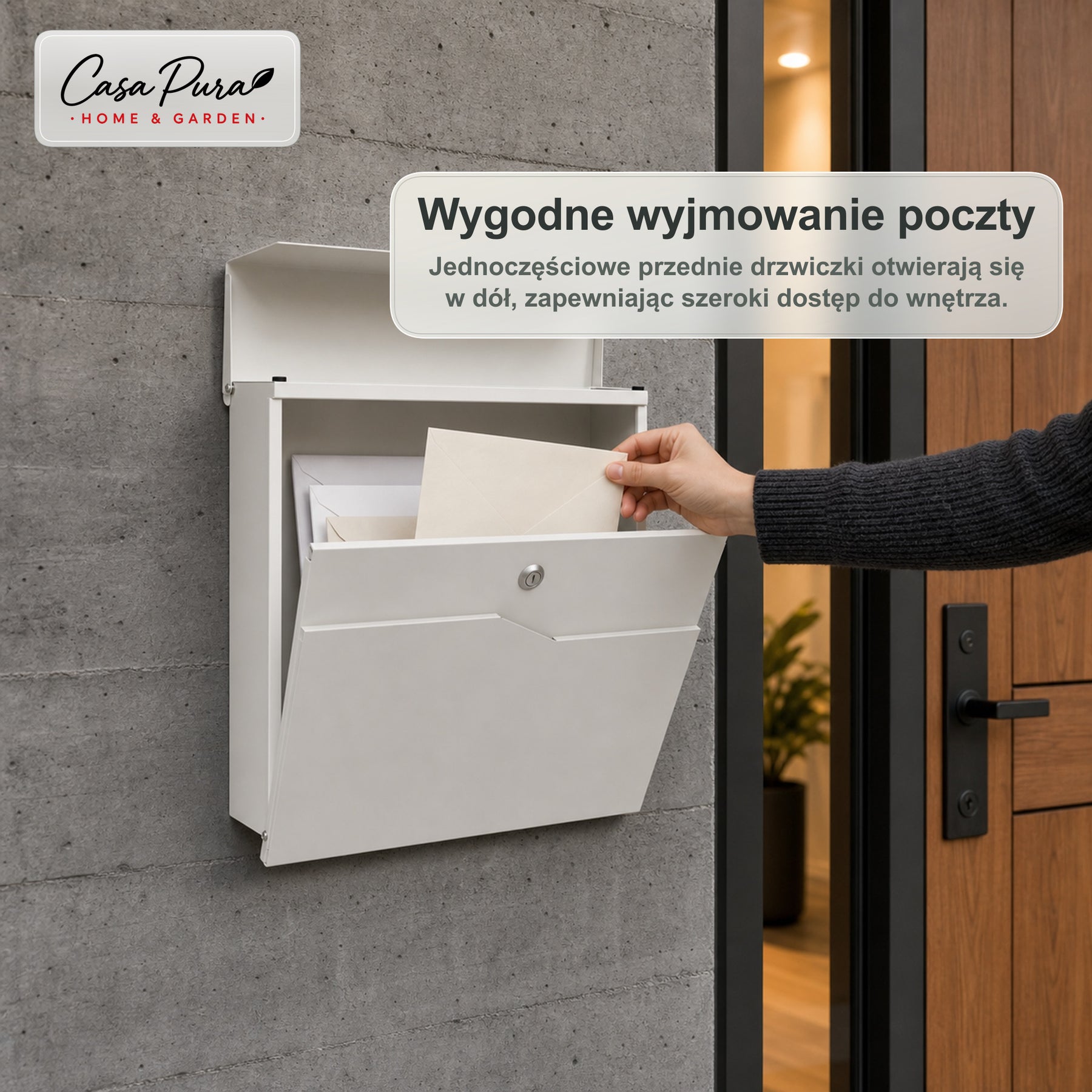 Skrzynka pocztowa | Claude | Skrzynka na listy z Uchwytem na Gazety | Biała | Zamykana na Klucz