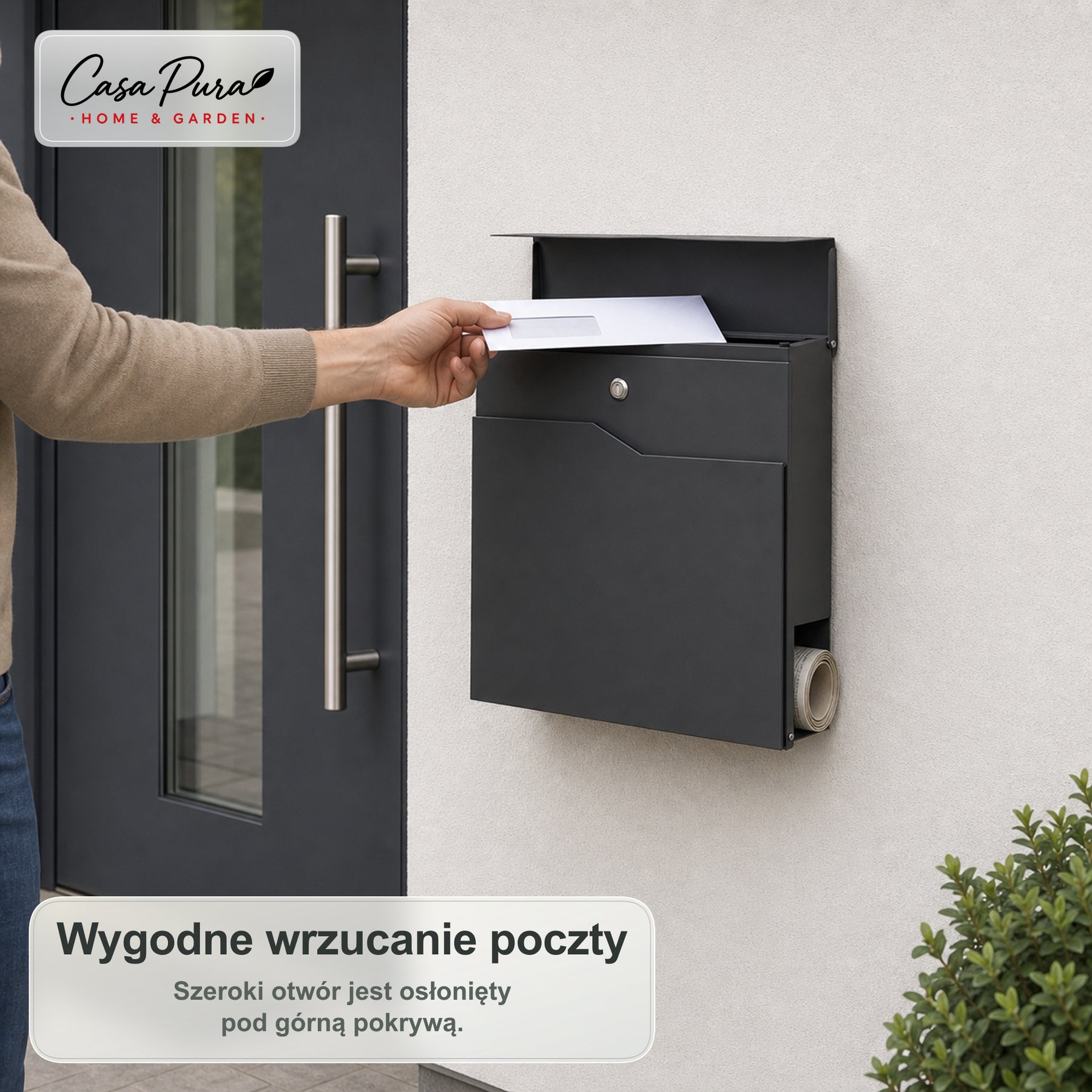 Skrzynka pocztowa | Pascal | Skrzynka na listy z Uchwytem na Gazety | Antracyt | Zamykana na Klucz