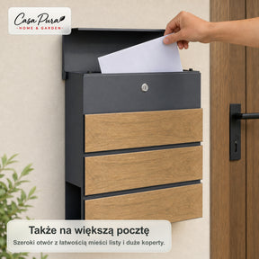 Skrzynka pocztowa | Roland | Nowoczesna skrzynka na listy z gazetnikiem | Antracyt drewnopodobny