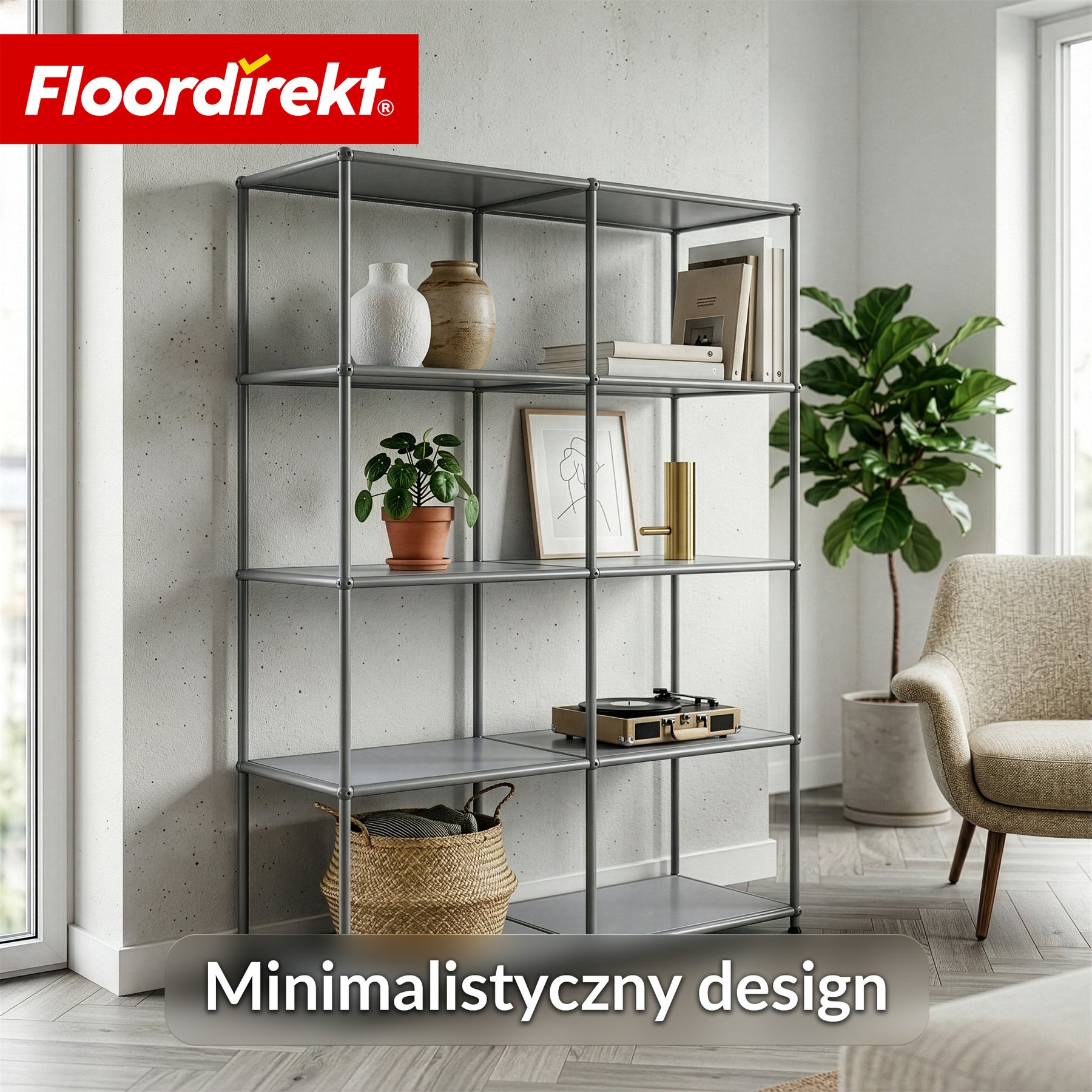 Regał metalowy | Concept Epure MK-015 | Otwarty regał stojący z 5 półkami | Regał kuchenny, biurowy i do salonu