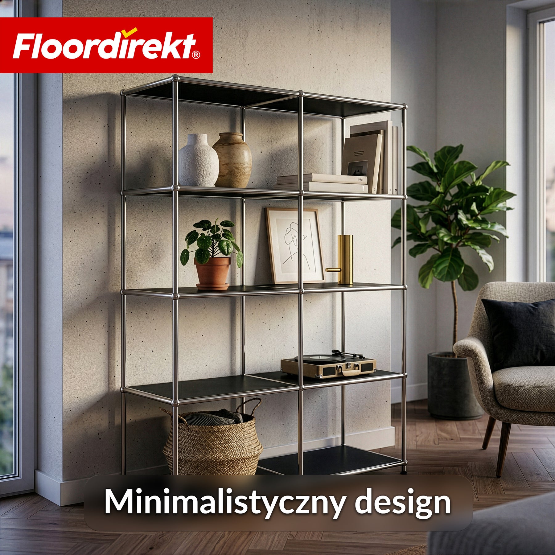 Regał metalowy | Concept Epure MK-015 | Otwarty regał stojący z 5 półkami | Regał kuchenny, biurowy i do salonu