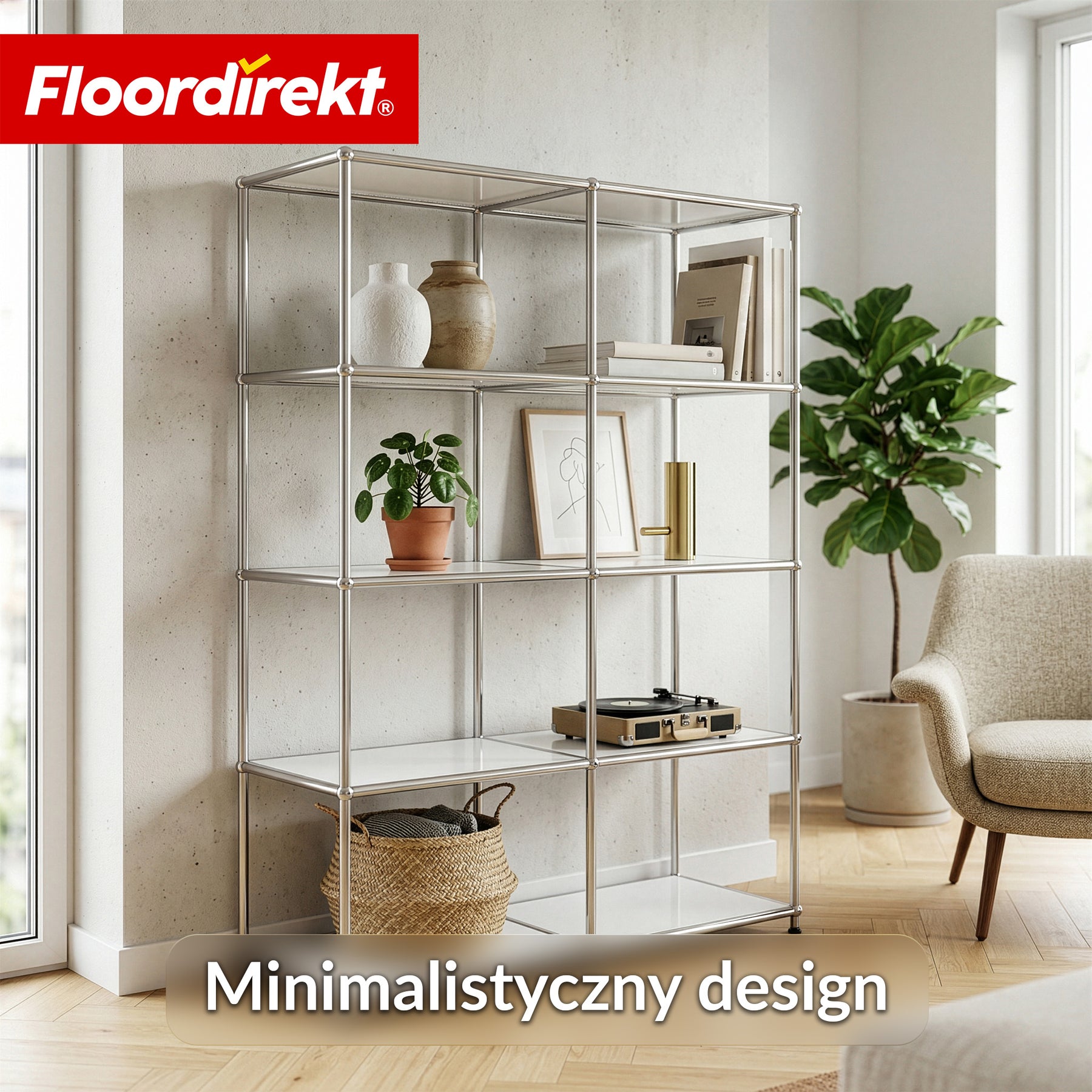 Regał metalowy | Concept Epure MK-015 | Otwarty regał stojący z 5 półkami | Regał kuchenny, biurowy i do salonu