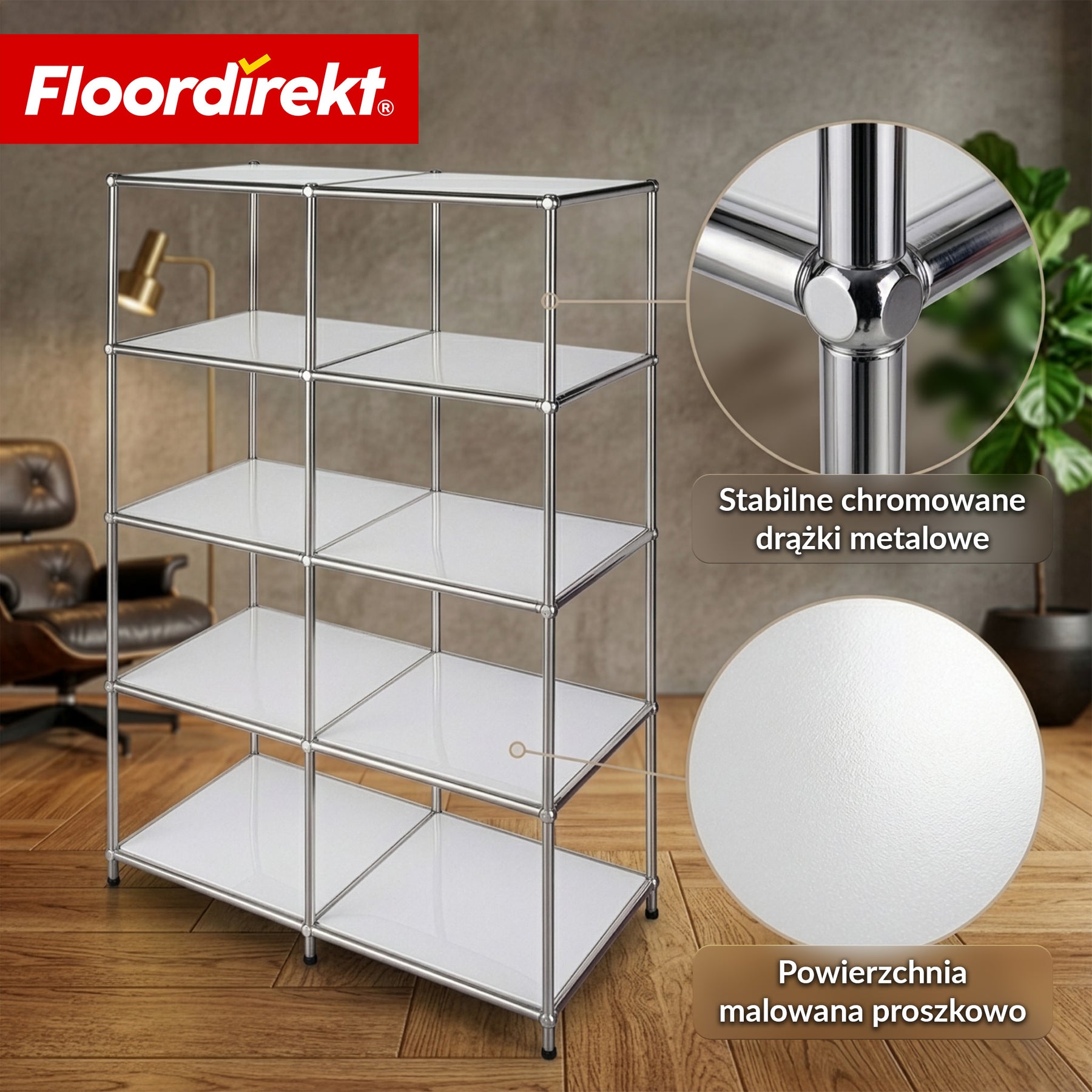 Regał metalowy | Concept Epure MK-015 | Otwarty regał stojący z 5 półkami | Regał kuchenny, biurowy i do salonu