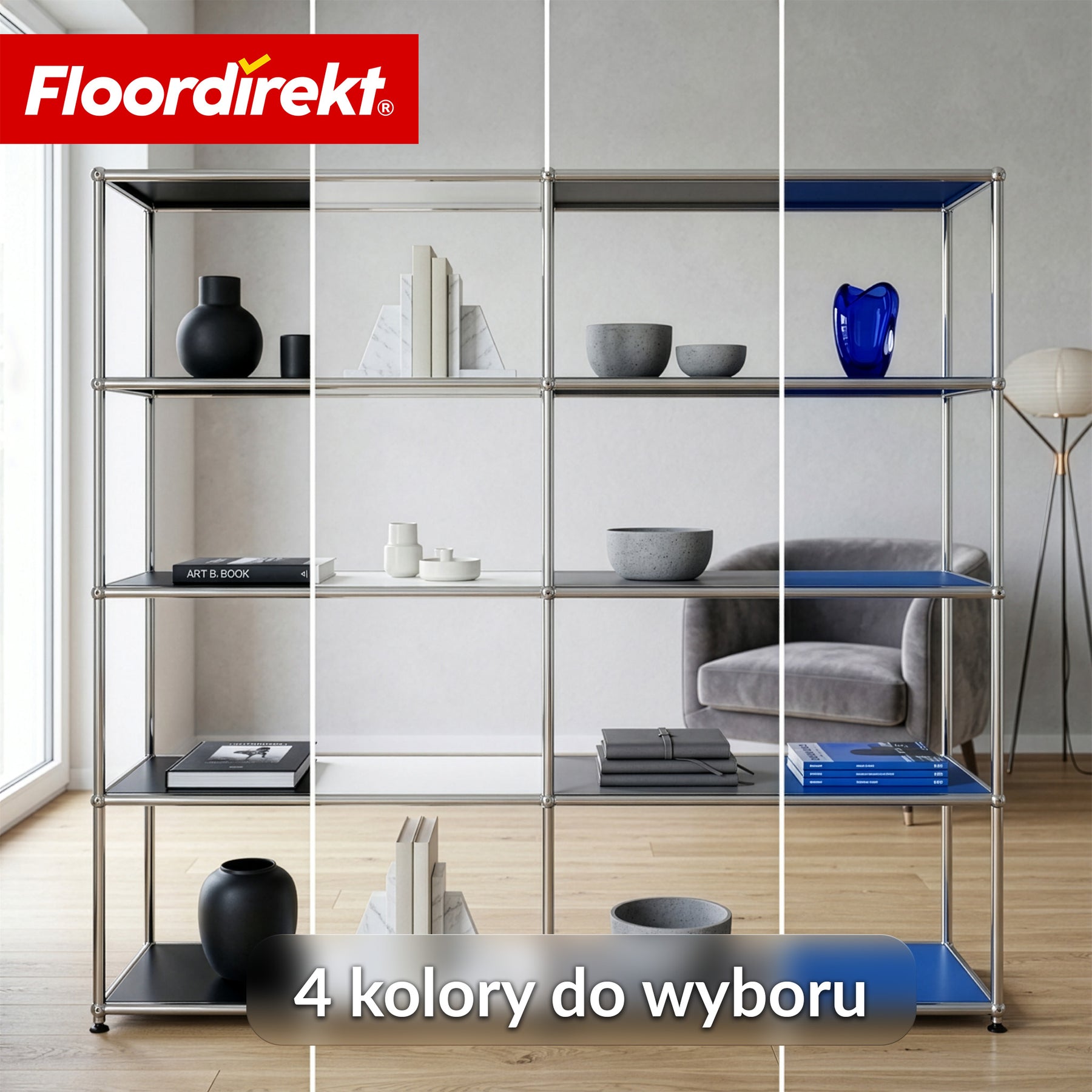 Regał metalowy | Concept Epure MK-015 | Otwarty regał stojący z 5 półkami | Regał kuchenny, biurowy i do salonu