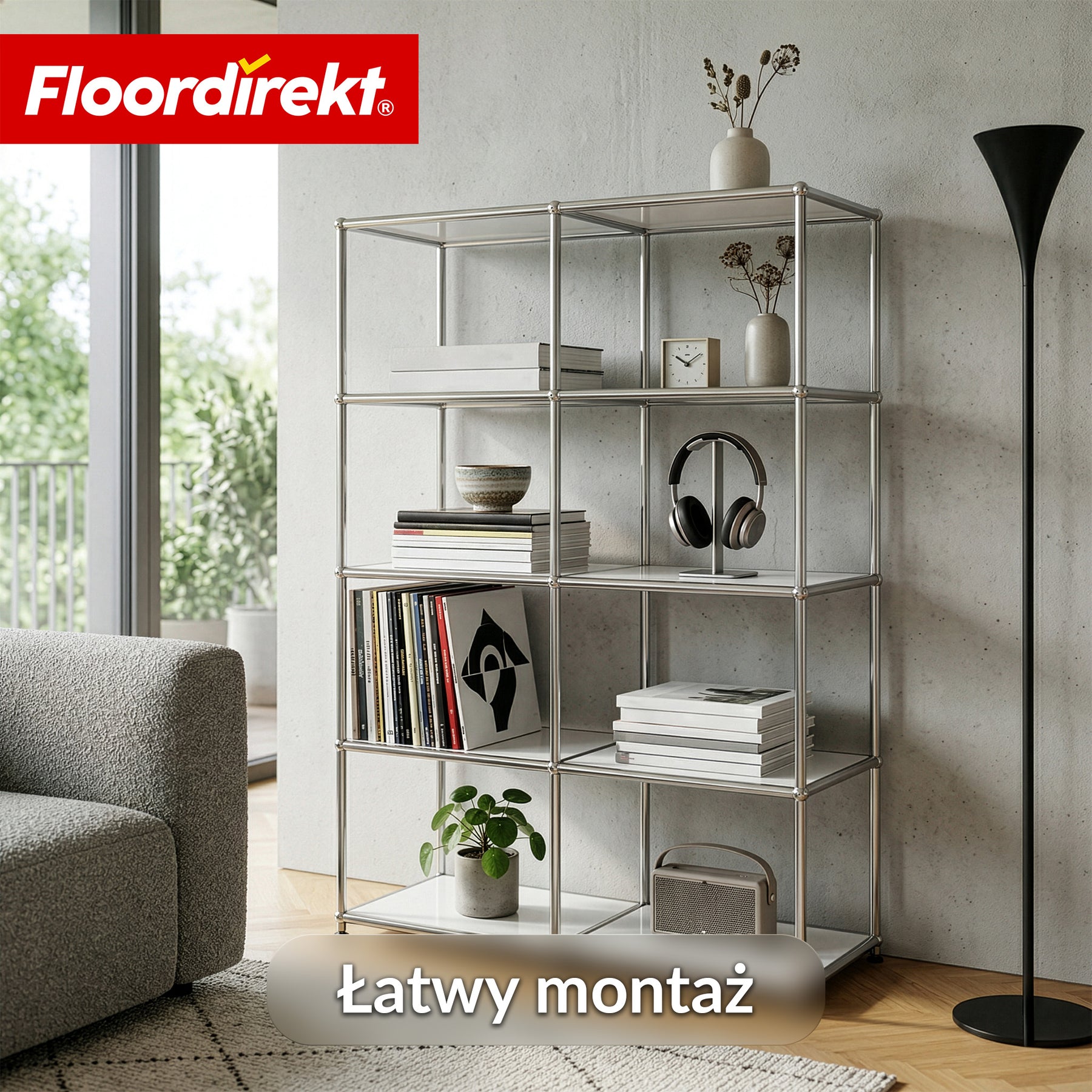 Regał metalowy | Concept Epure MK-015 | Otwarty regał stojący z 5 półkami | Regał kuchenny, biurowy i do salonu