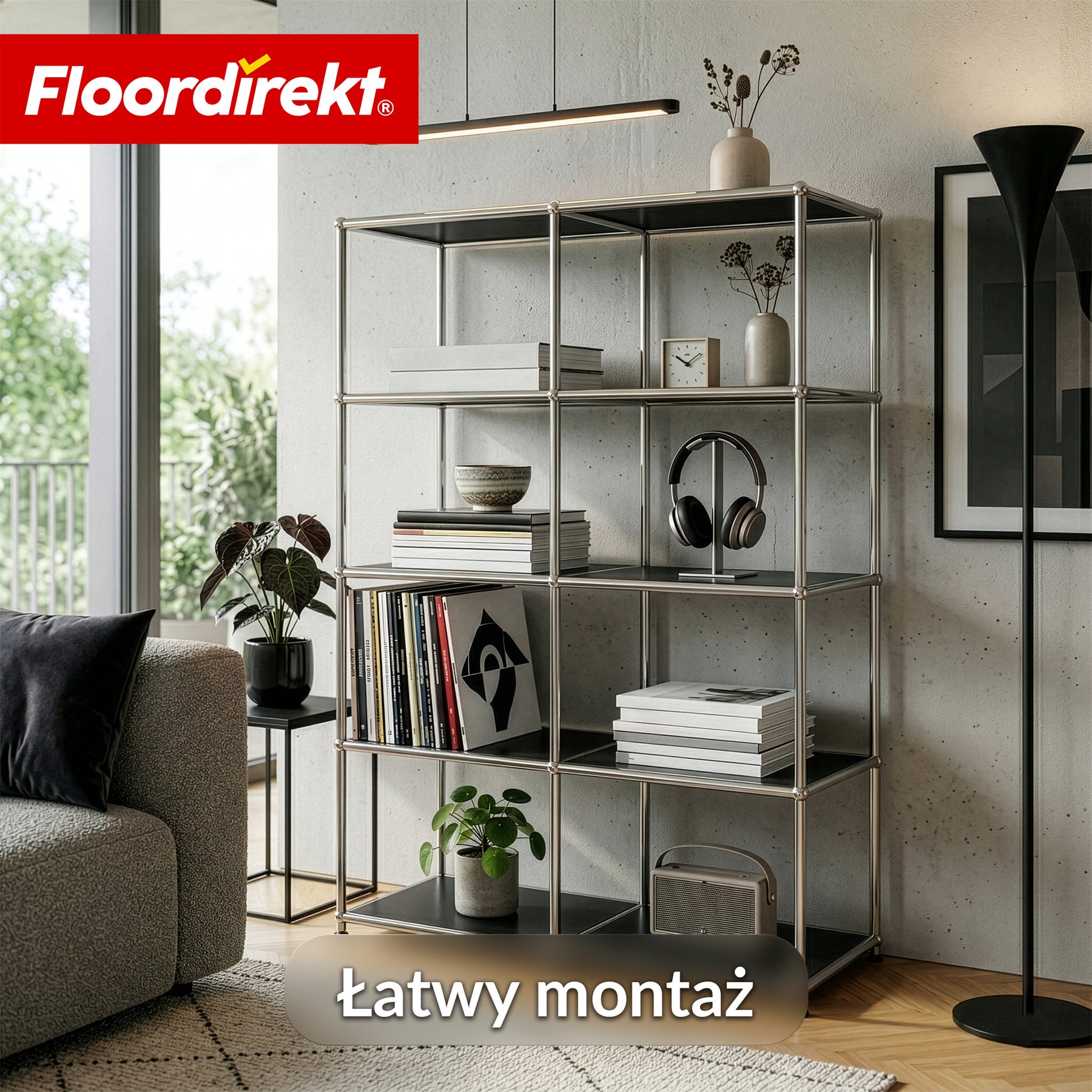 Regał metalowy | Concept Epure MK-015 | Otwarty regał stojący z 5 półkami | Regał kuchenny, biurowy i do salonu