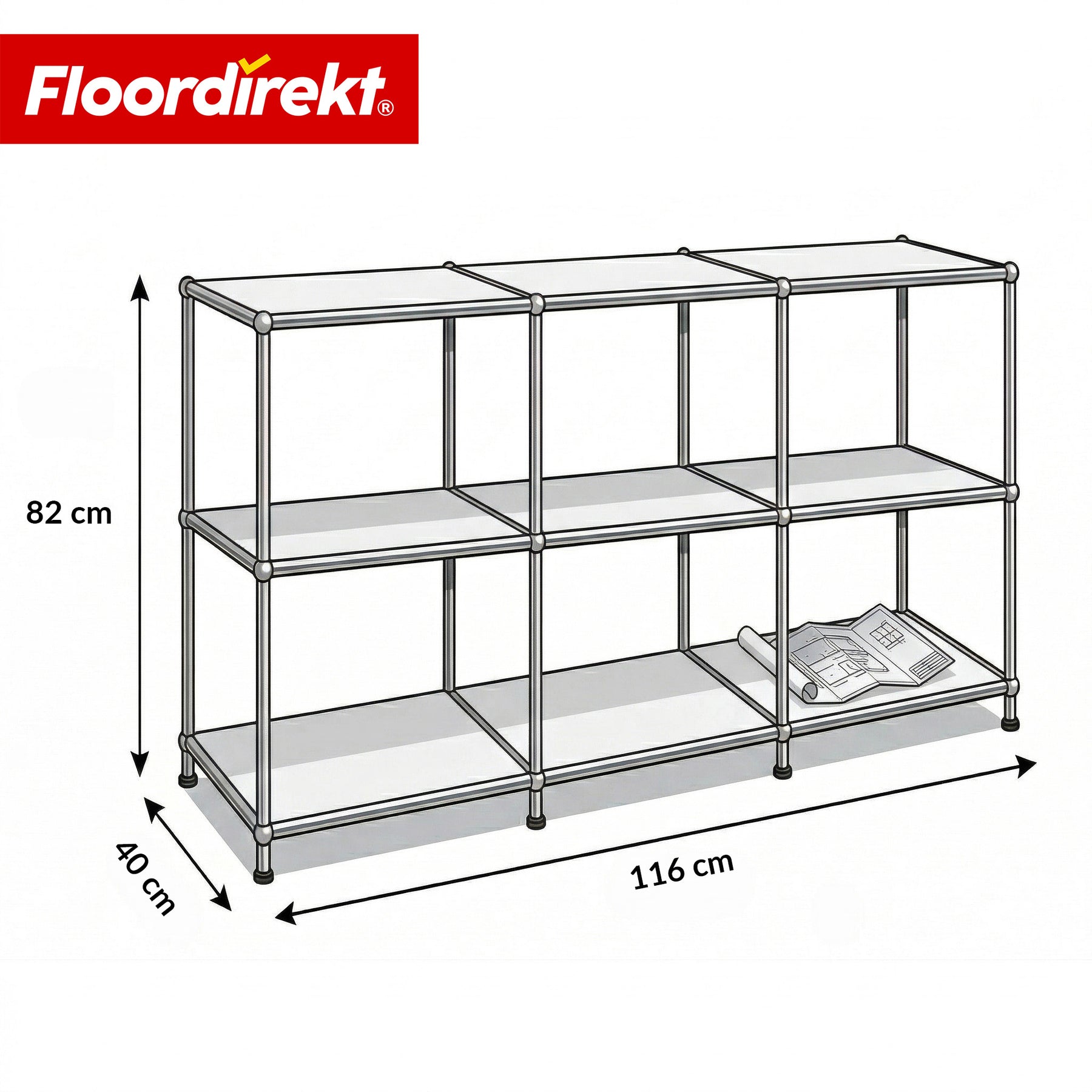Regał metalowy | Concept Epure MK-018 | Otwarty regał stojący z 3 półkami | Regał kuchenny, biurowy i do salonu