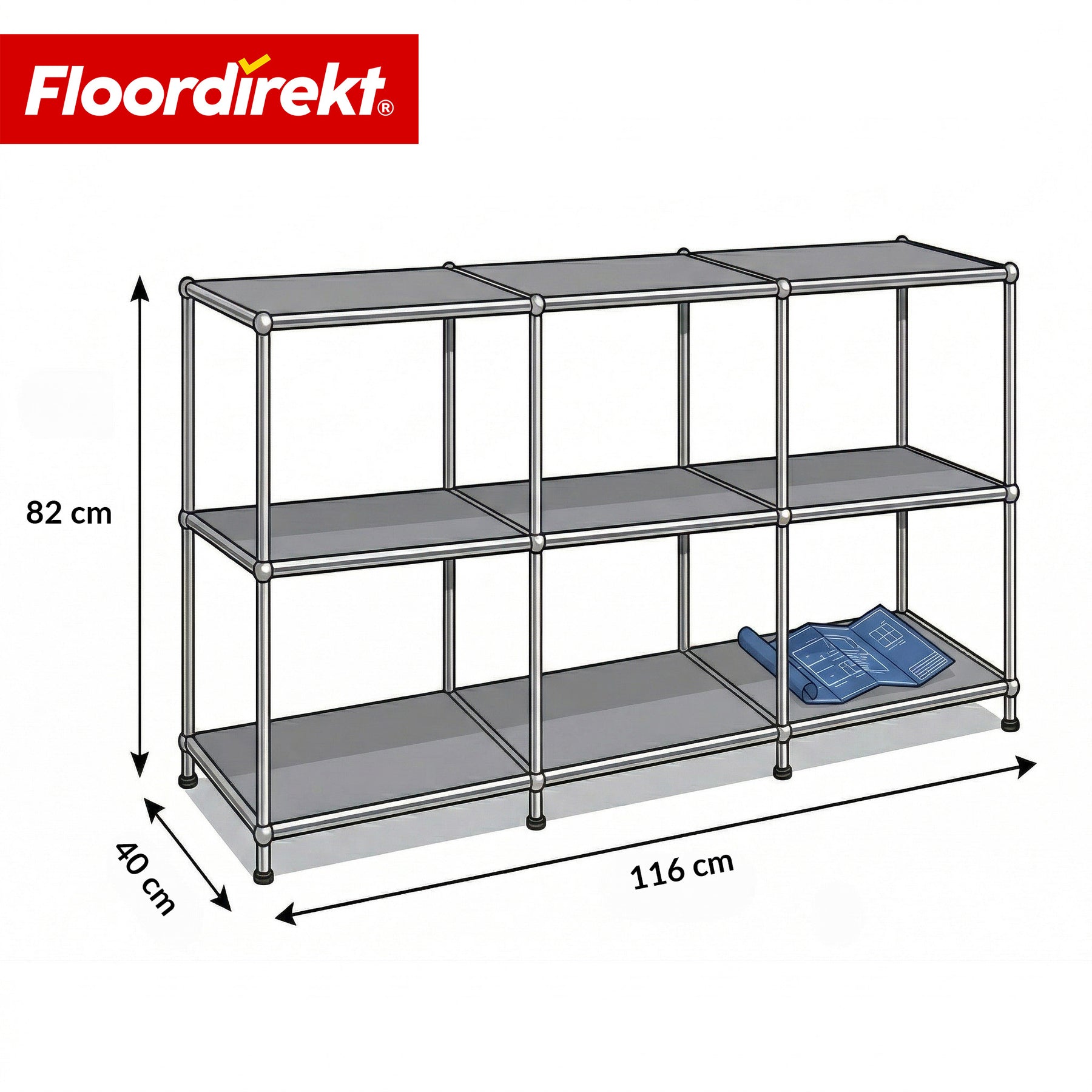 Regał metalowy | Concept Epure MK-018 | Otwarty regał stojący z 3 półkami | Regał kuchenny, biurowy i do salonu