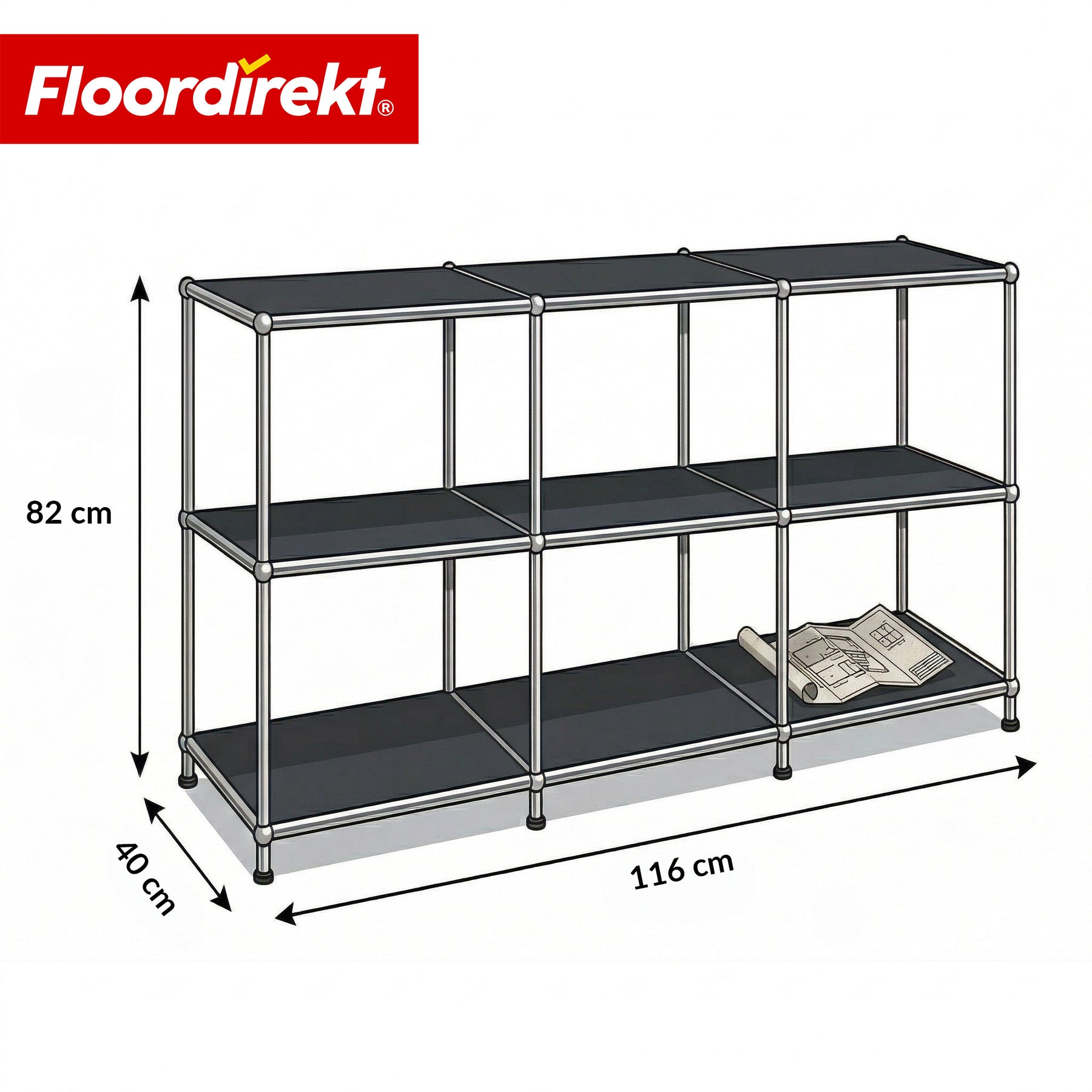 Regał metalowy | Concept Epure MK-018 | Otwarty regał stojący z 3 półkami | Regał kuchenny, biurowy i do salonu