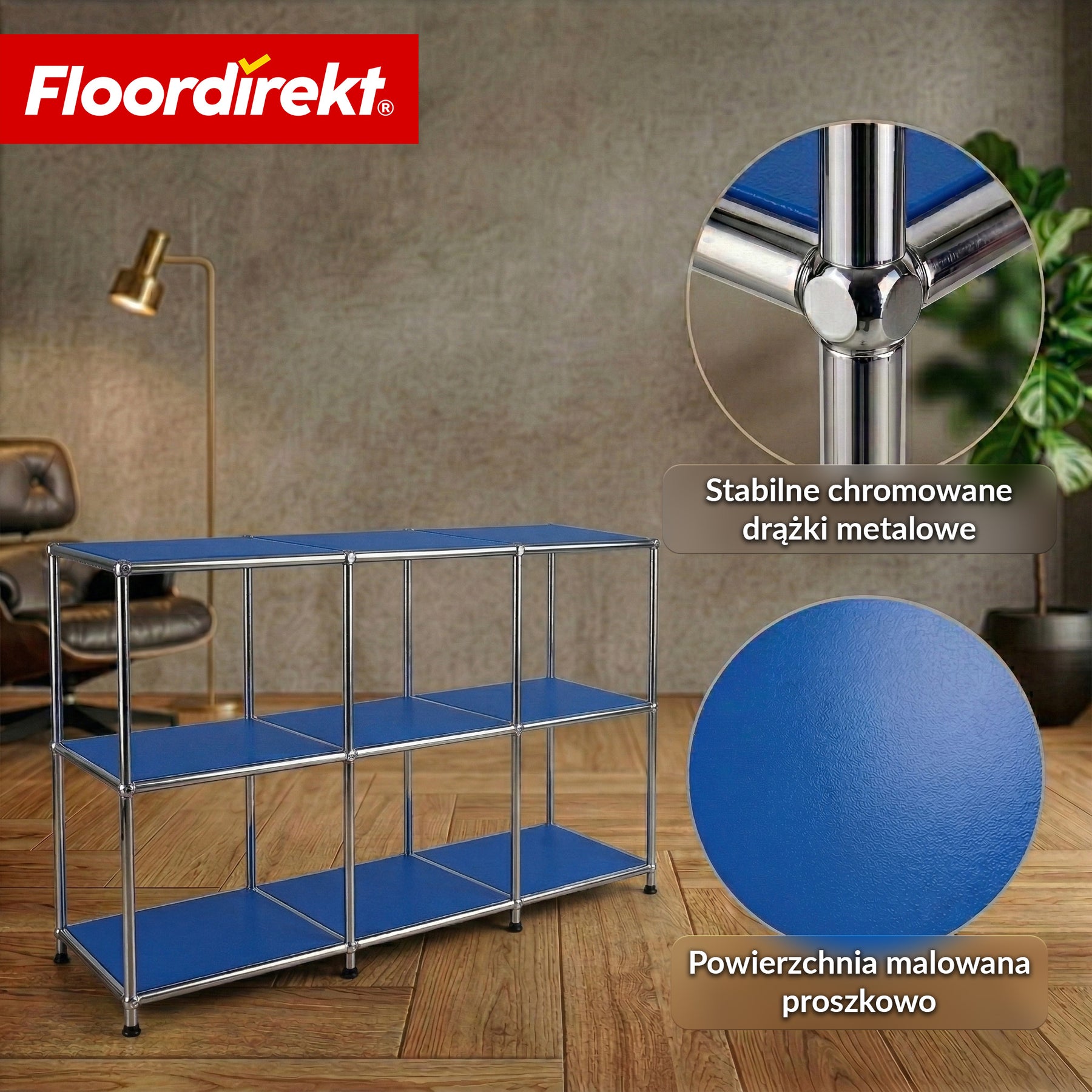 Regał metalowy | Concept Epure MK-018 | Otwarty regał stojący z 3 półkami | Regał kuchenny, biurowy i do salonu