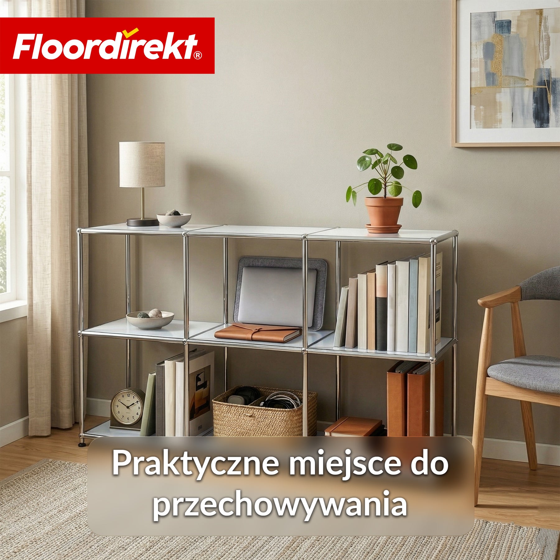 Regał metalowy | Concept Epure MK-018 | Otwarty regał stojący z 3 półkami | Regał kuchenny, biurowy i do salonu