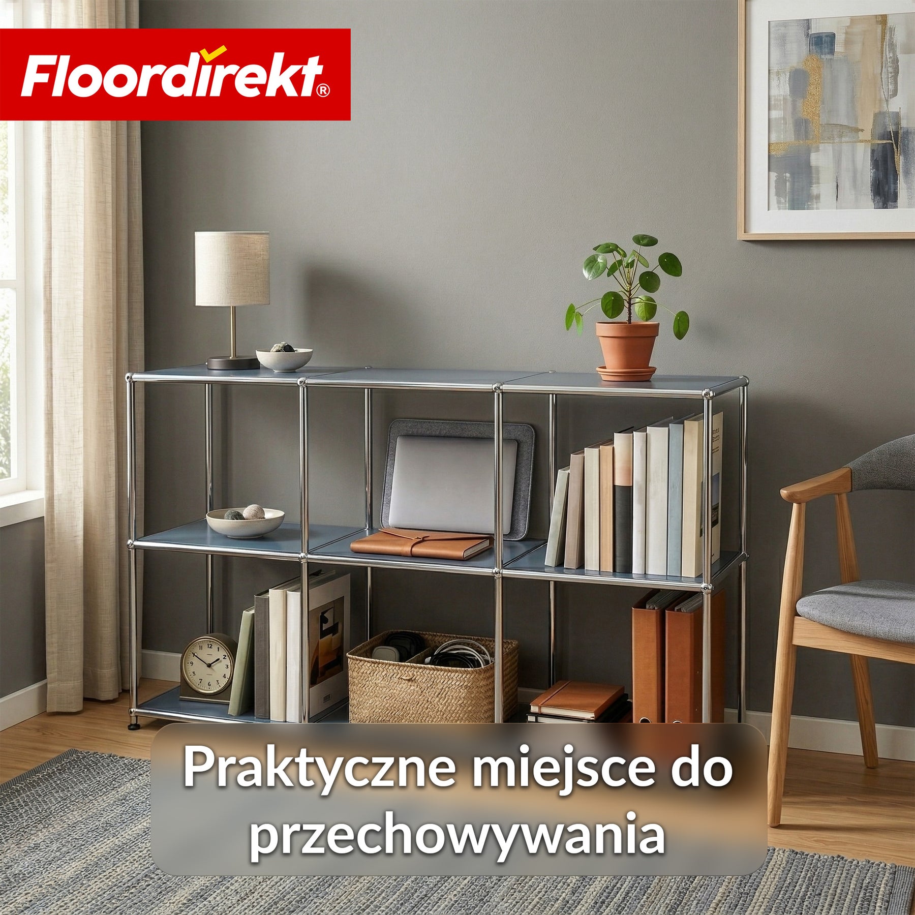 Regał metalowy | Concept Epure MK-018 | Otwarty regał stojący z 3 półkami | Regał kuchenny, biurowy i do salonu