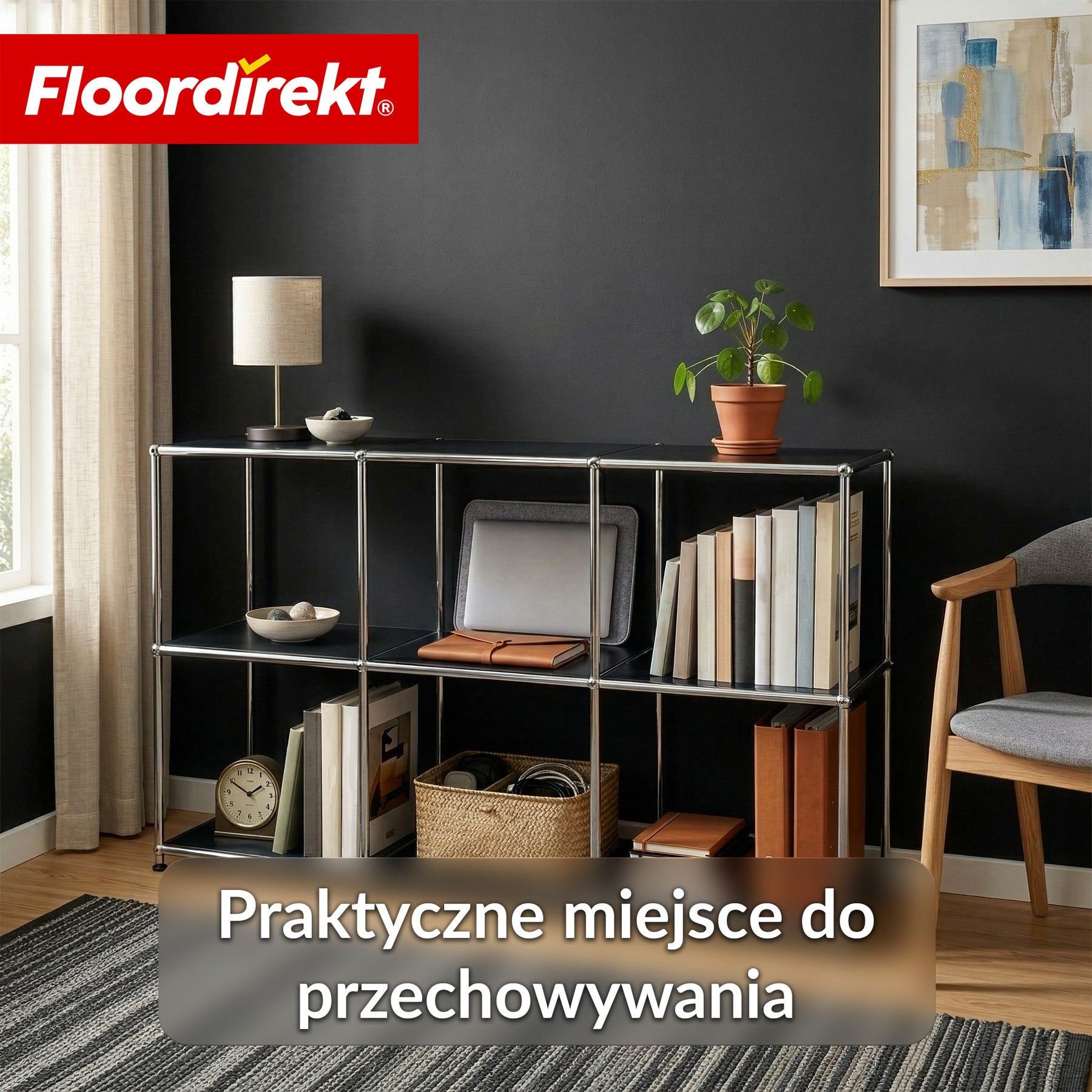 Regał metalowy | Concept Epure MK-018 | Otwarty regał stojący z 3 półkami | Regał kuchenny, biurowy i do salonu