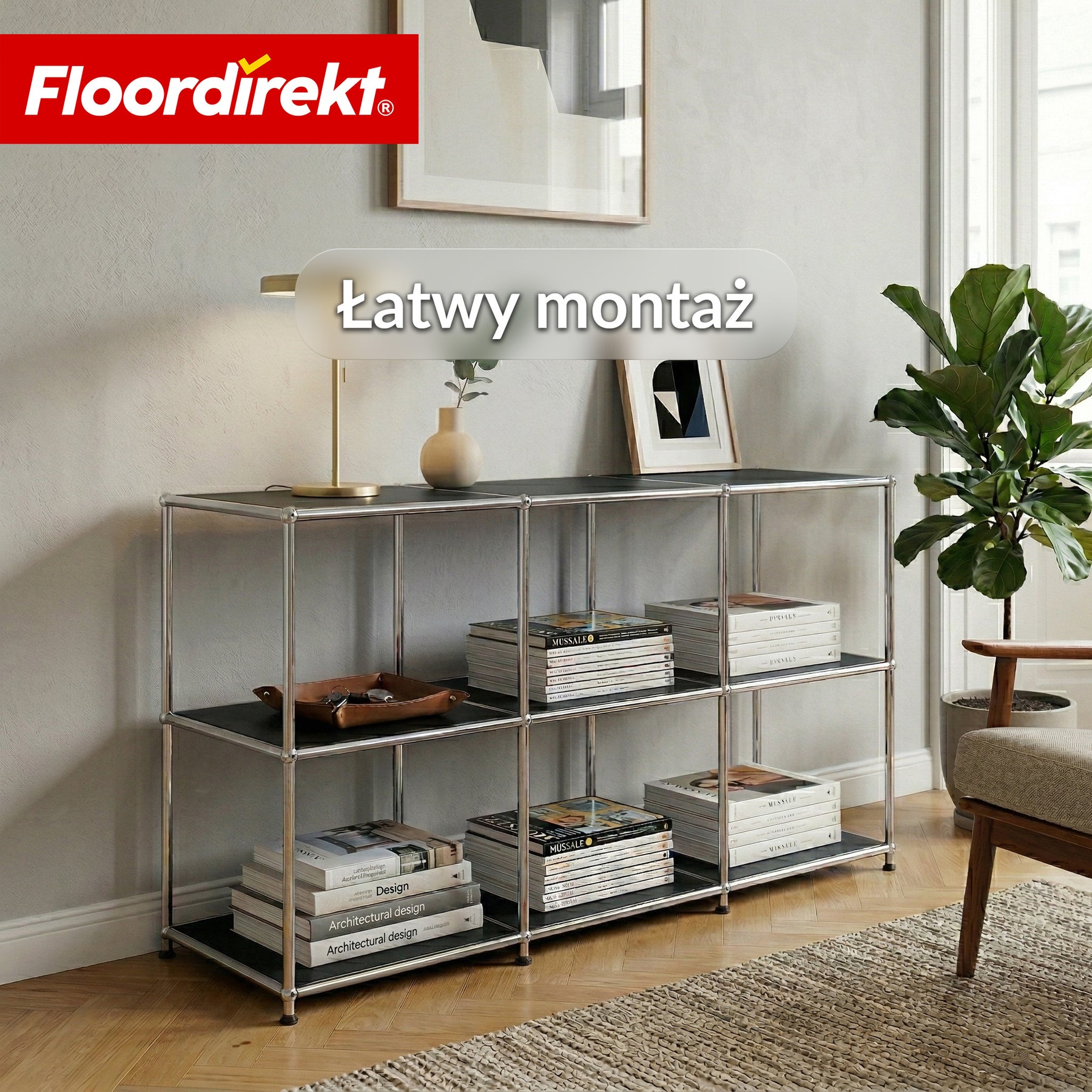 Regał metalowy | Concept Epure MK-018 | Otwarty regał stojący z 3 półkami | Regał kuchenny, biurowy i do salonu