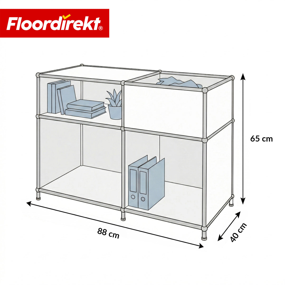 Regał metalowy | Concept Epure MK-030 | Regał stojący z 3 półkami i schowkiem | Regał kuchenny, biurowy i do salonu