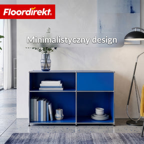 Regał metalowy | Concept Epure MK-030 | Regał stojący z 3 półkami i schowkiem | Regał kuchenny, biurowy i do salonu