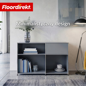 Regał metalowy | Concept Epure MK-030 | Regał stojący z 3 półkami i schowkiem | Regał kuchenny, biurowy i do salonu