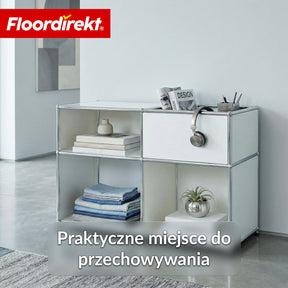 Regał metalowy | Concept Epure MK-030 | Regał stojący z 3 półkami i schowkiem | Regał kuchenny, biurowy i do salonu