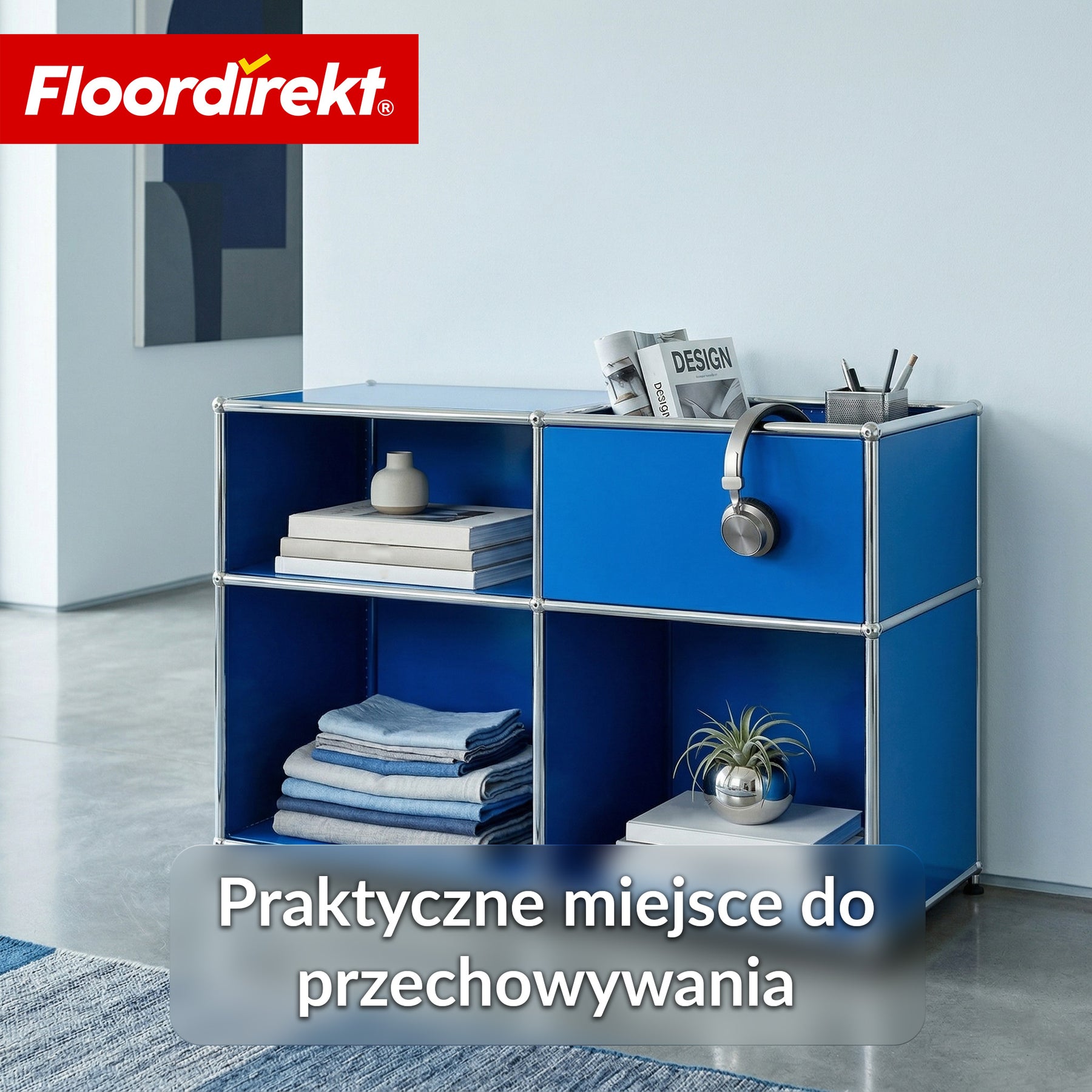 Regał metalowy | Concept Epure MK-030 | Regał stojący z 3 półkami i schowkiem | Regał kuchenny, biurowy i do salonu