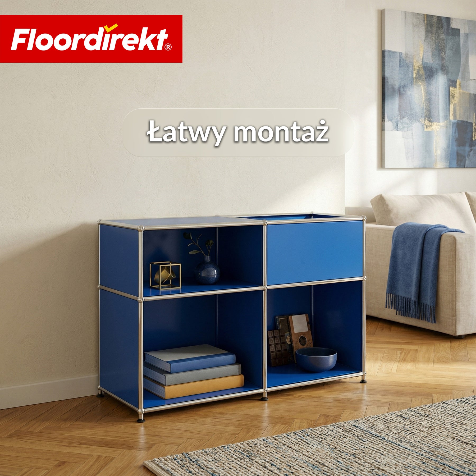 Regał metalowy | Concept Epure MK-030 | Regał stojący z 3 półkami i schowkiem | Regał kuchenny, biurowy i do salonu