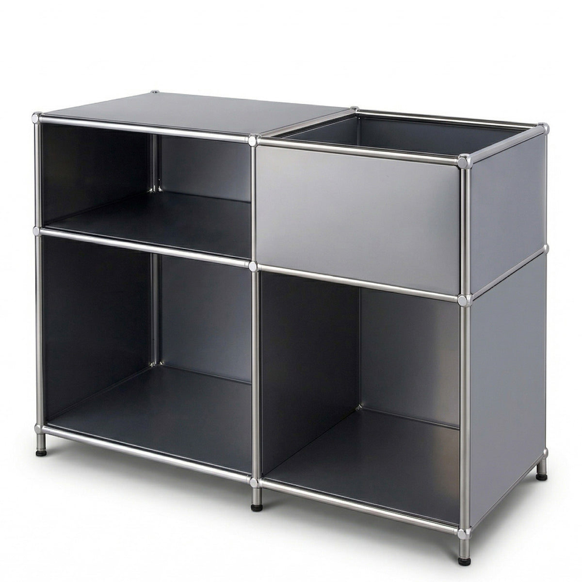 Regał metalowy | Concept Epure MK-030 | Regał stojący z 3 półkami i schowkiem | Regał kuchenny, biurowy i do salonu