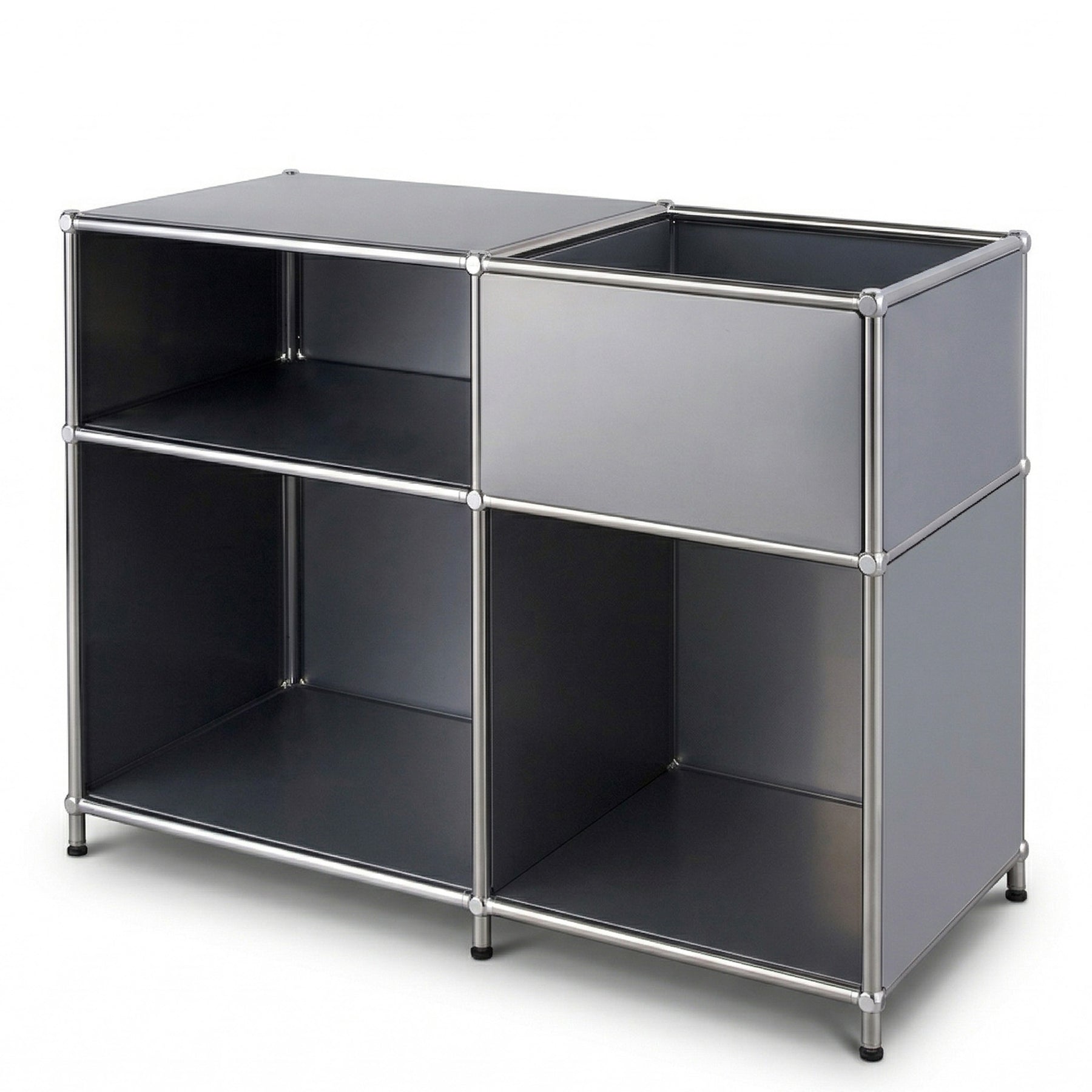 Regał metalowy | Concept Epure MK-030 | Regał stojący z 3 półkami i schowkiem | Regał kuchenny, biurowy i do salonu