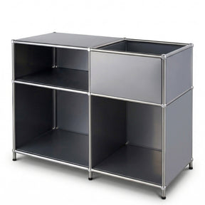 Regał metalowy | Concept Epure MK-030 | Regał stojący z 3 półkami i schowkiem | Regał kuchenny, biurowy i do salonu