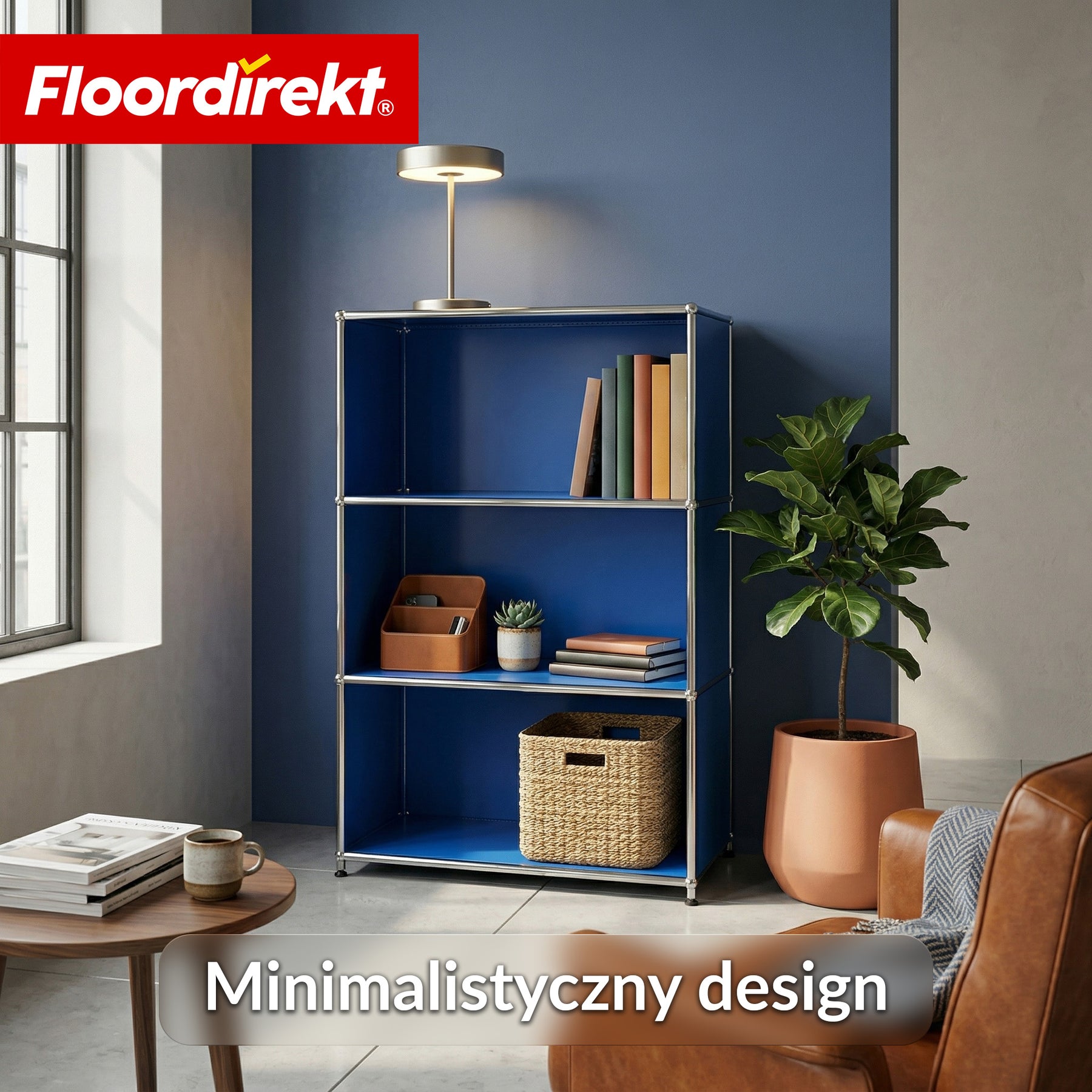 Metallowy regał | Concept Epure MK-101 | Regał stojący 4 półki | Regał na książki z bocznymi ściankami | Nowoczesny regał do przechowywania