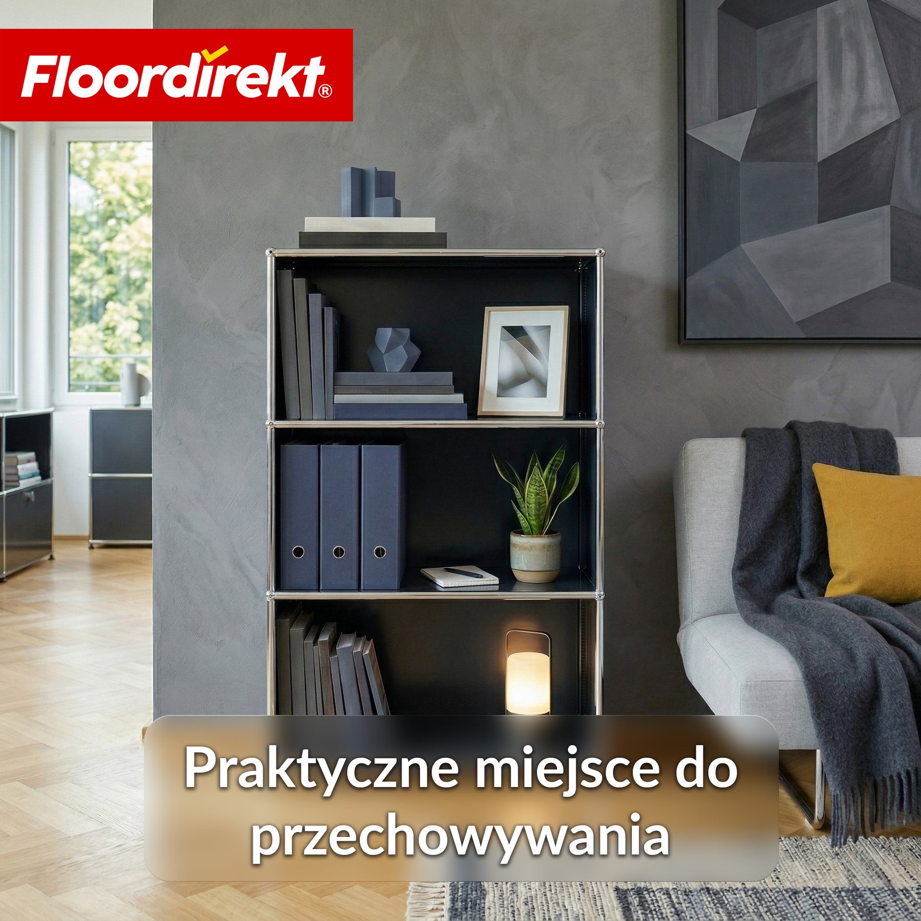 Metallowy regał | Concept Epure MK-101 | Regał stojący 4 półki | Regał na książki z bocznymi ściankami | Nowoczesny regał do przechowywania