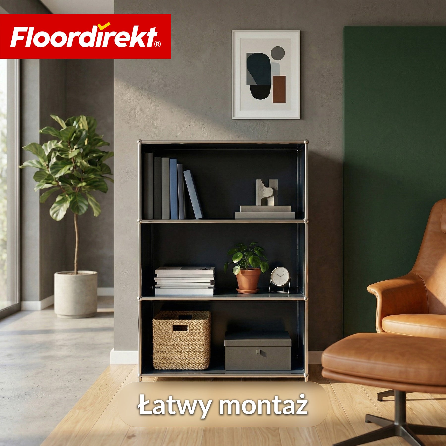 Metallowy regał | Concept Epure MK-101 | Regał stojący 4 półki | Regał na książki z bocznymi ściankami | Nowoczesny regał do przechowywania