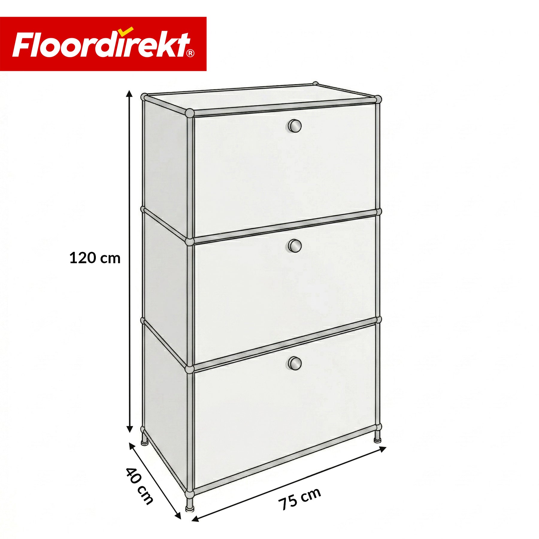 Szafka metalowa | Concept Epure MK-129 | Komoda z 3 zamykanymi schowkami | Nowoczesna szafka do przechowywania