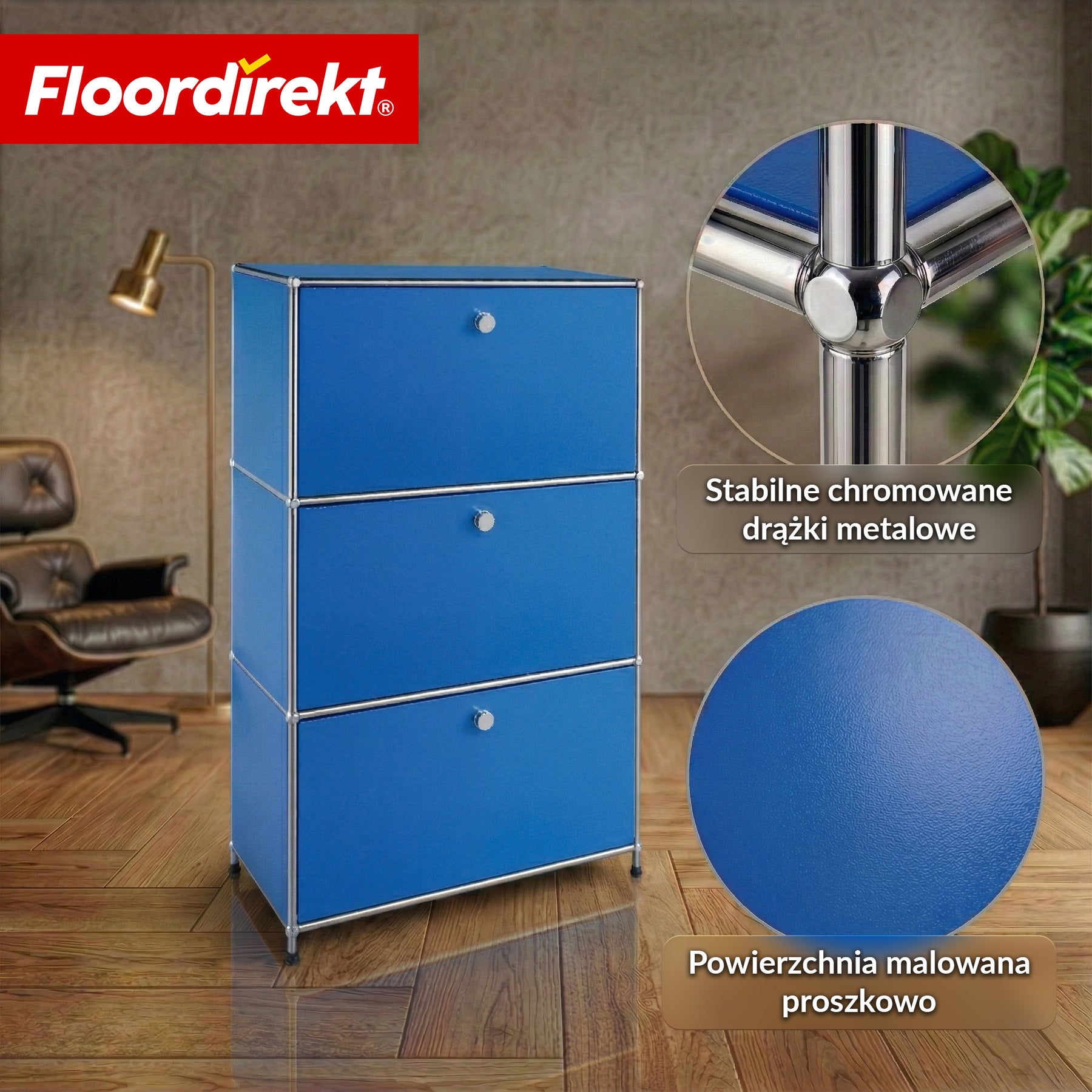 Szafka metalowa | Concept Epure MK-129 | Komoda z 3 zamykanymi schowkami | Nowoczesna szafka do przechowywania