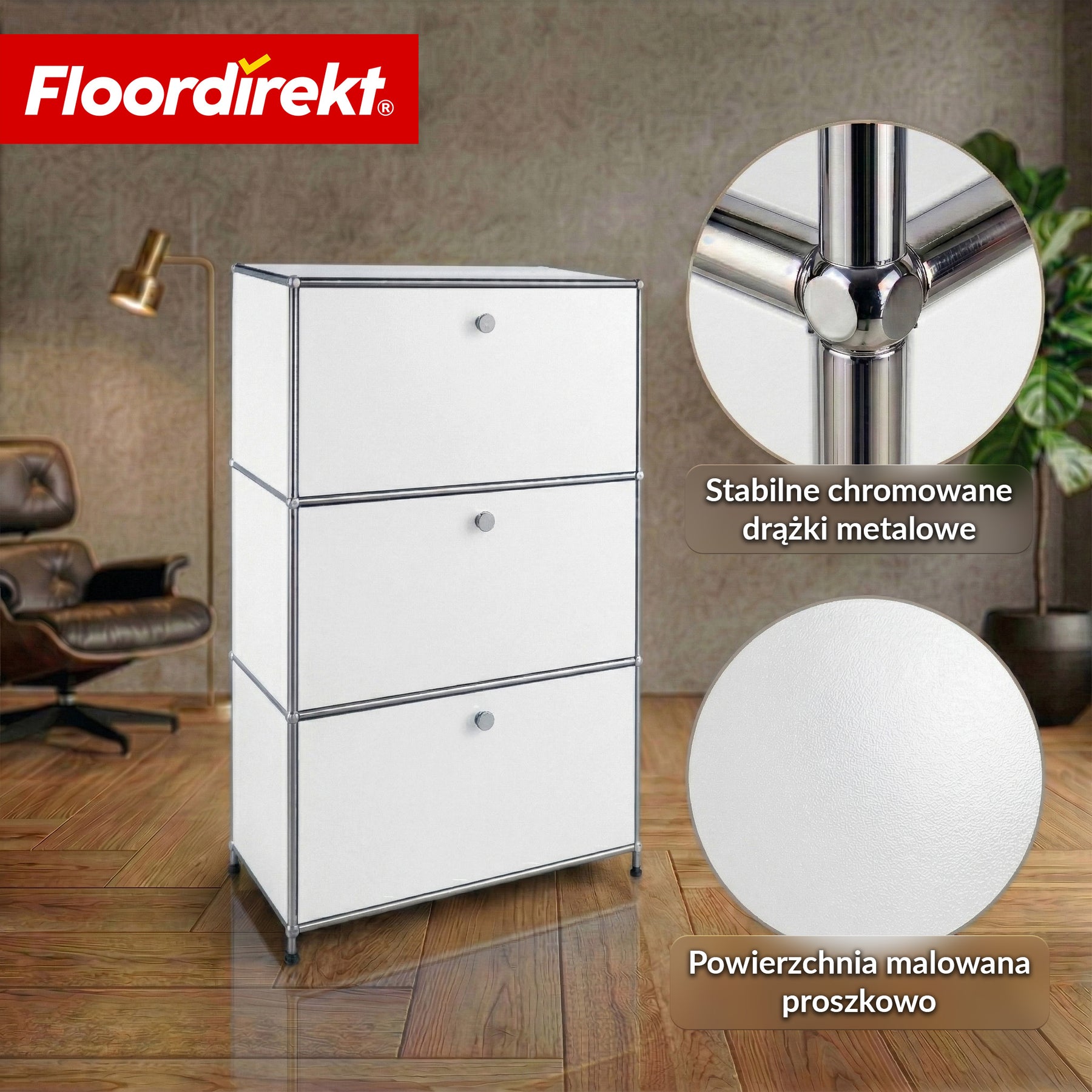 Szafka metalowa | Concept Epure MK-129 | Komoda z 3 zamykanymi schowkami | Nowoczesna szafka do przechowywania