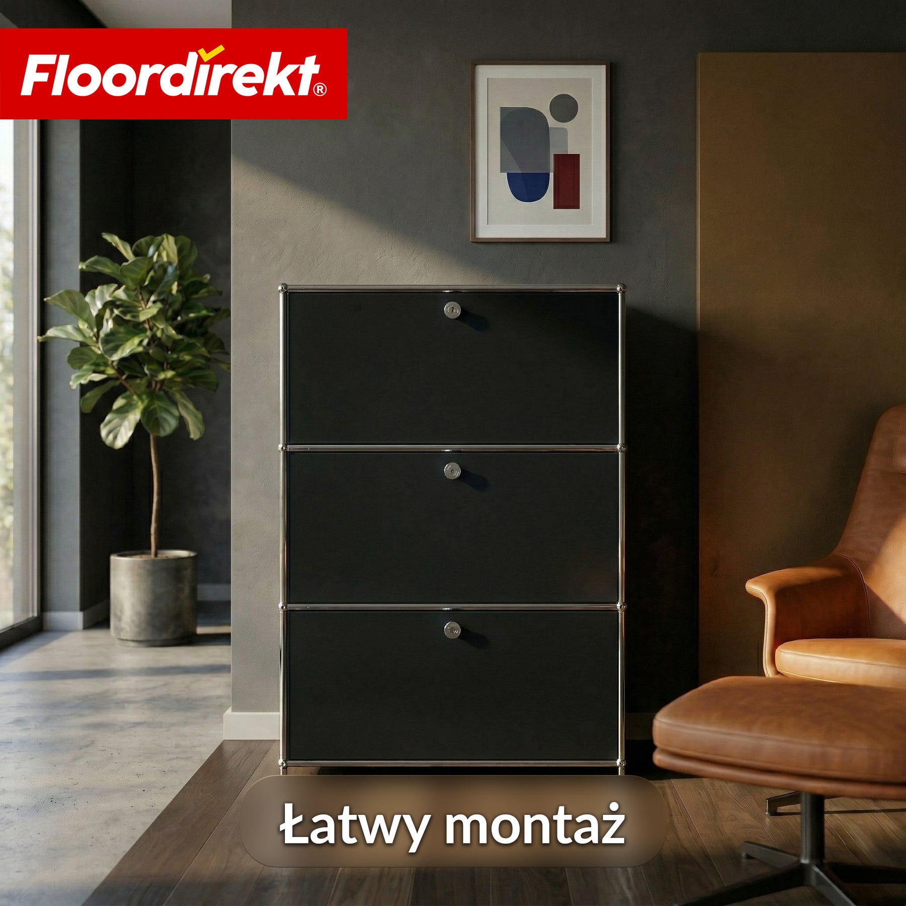 Szafka metalowa | Concept Epure MK-129 | Komoda z 3 zamykanymi schowkami | Nowoczesna szafka do przechowywania