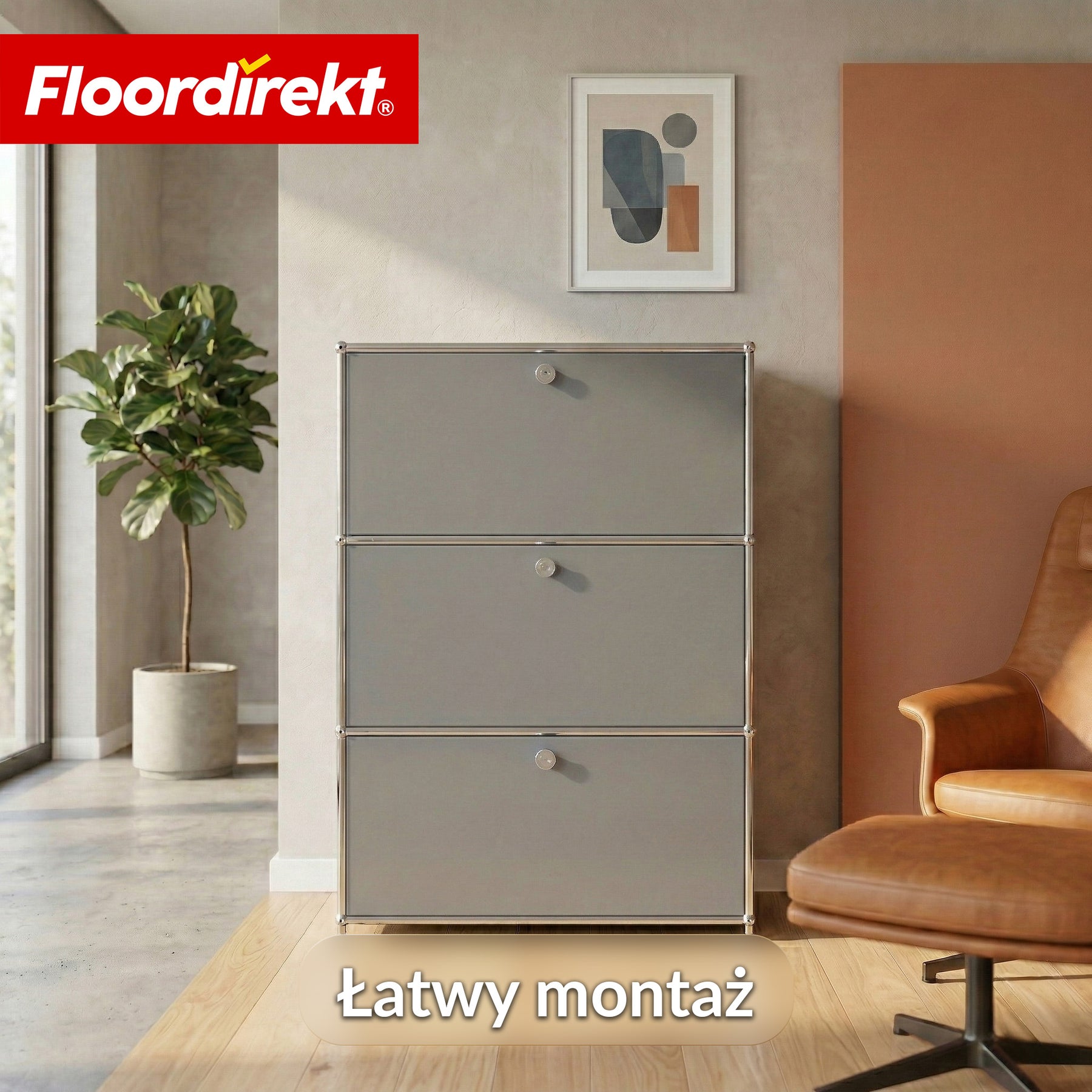 Szafka metalowa | Concept Epure MK-129 | Komoda z 3 zamykanymi schowkami | Nowoczesna szafka do przechowywania