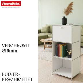 Regał metalowy | Concept Epure MK-107 | 4-poziomowy regał do przechowywania z zamykaną przegrodą i półkami | W różnych kolorach
