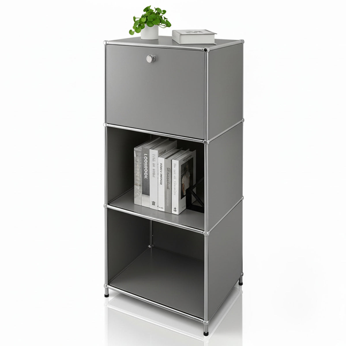 Regał metalowy | Concept Epure MK-107 | 4-poziomowy regał do przechowywania z zamykaną przegrodą i półkami | W różnych kolorach