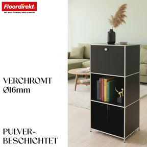 Regał metalowy | Concept Epure MK-107 | 4-poziomowy regał do przechowywania z zamykaną przegrodą i półkami | W różnych kolorach
