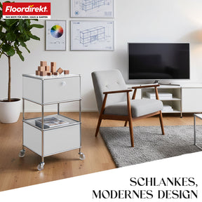 Regał metalowy | Concept Epure MK-145 | 3-poziomowy kontener na kółkach z szufladą i półkami | Dostępny w kilku kolorach