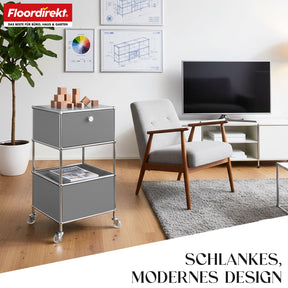 Regał metalowy | Concept Epure MK-145 | 3-poziomowy kontener na kółkach z szufladą i półkami | Dostępny w kilku kolorach