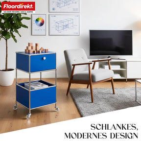 Regał metalowy | Concept Epure MK-145 | 3-poziomowy kontener na kółkach z szufladą i półkami | Dostępny w kilku kolorach