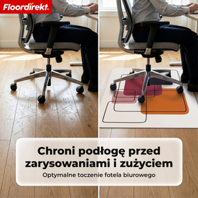 Designowa mata ochronna na podłogę | Wytrzymała podkładka pod krzesło biurowe ze specjalnego PVC do biura i home office | 80 x 118 cm