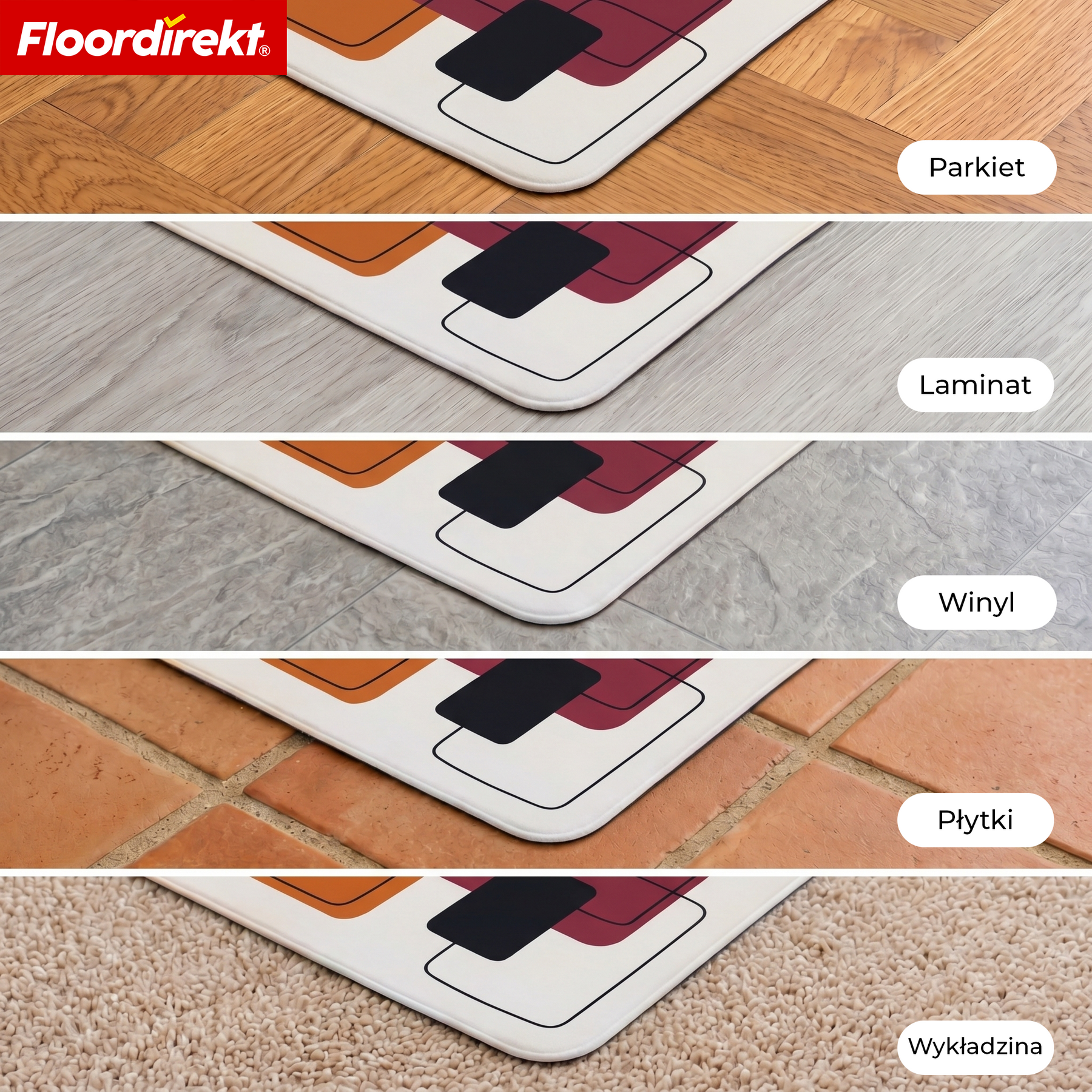 Designowa mata ochronna na podłogę | Wytrzymała podkładka pod krzesło biurowe ze specjalnego PVC do biura i home office | 80 x 118 cm